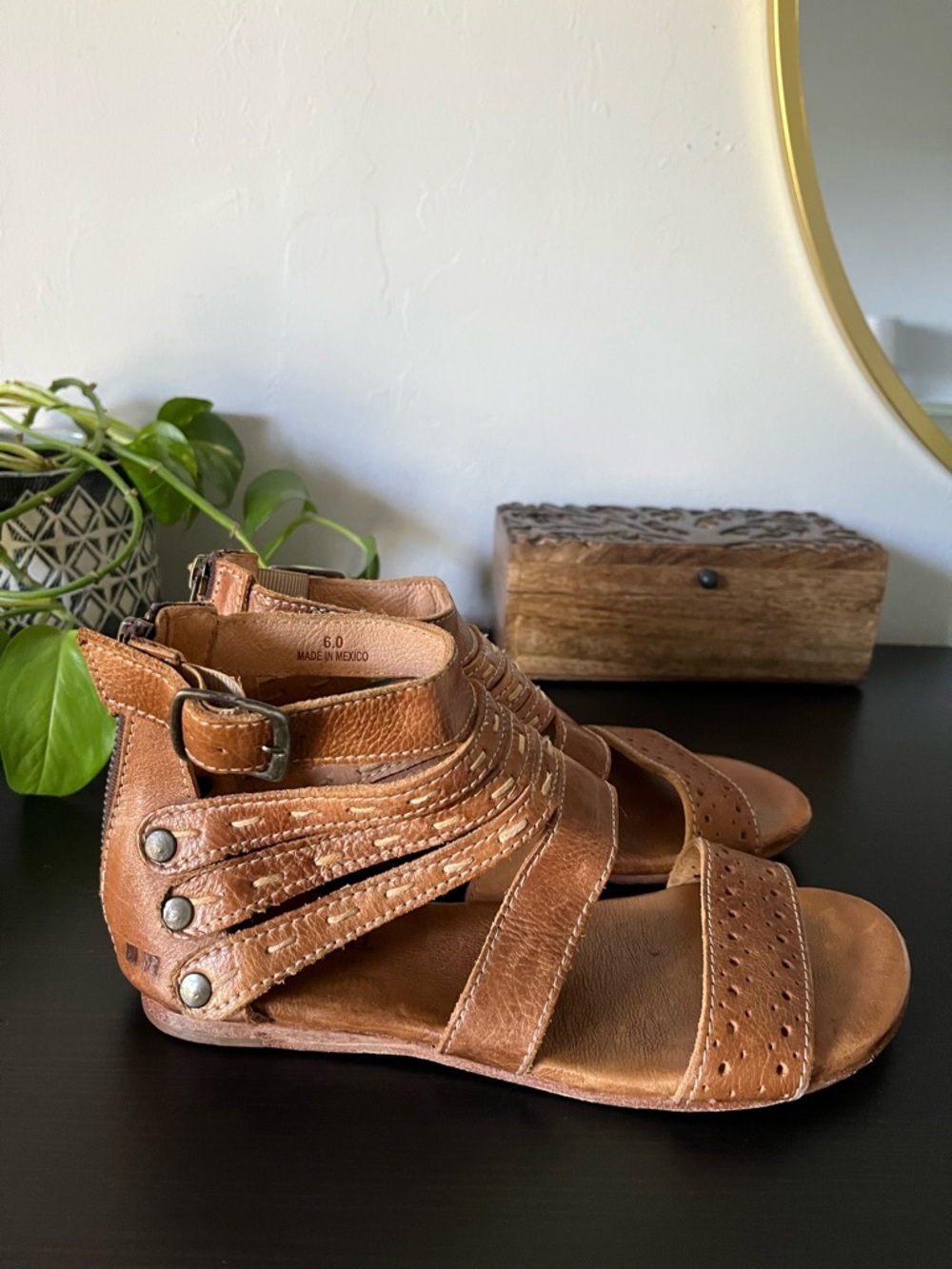 BED|STU Leather Gladiator Sandals